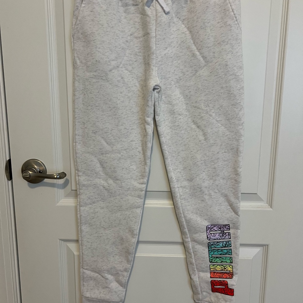 Puma Kids Light Gray Sweatpants with Multicolor Patches